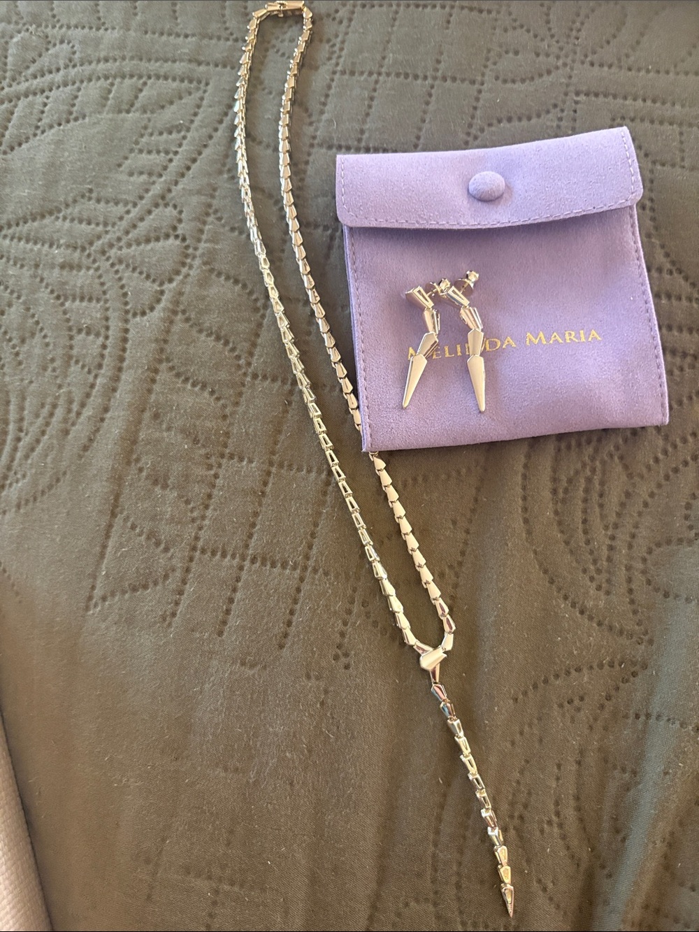 Melinda Maria NWOT Serpent Lariat Necklace - and Earrings Gold